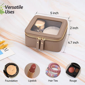 Aveniee Mini Clear Makeup Bag taupe with zipper detail