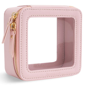 Aveniee Small Clear Makeup Bag front view in pink