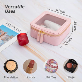 Aveniee Small Clear Makeup Bag open with cosmetics inside