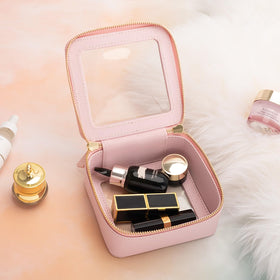 Aveniee Small Clear Makeup Bag side view with zipper