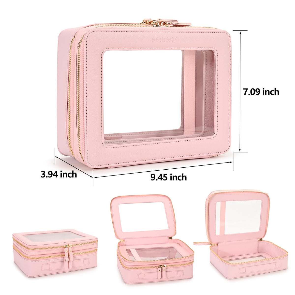 Aveniee XL Clear Makeup Organizer open showing double layer storage