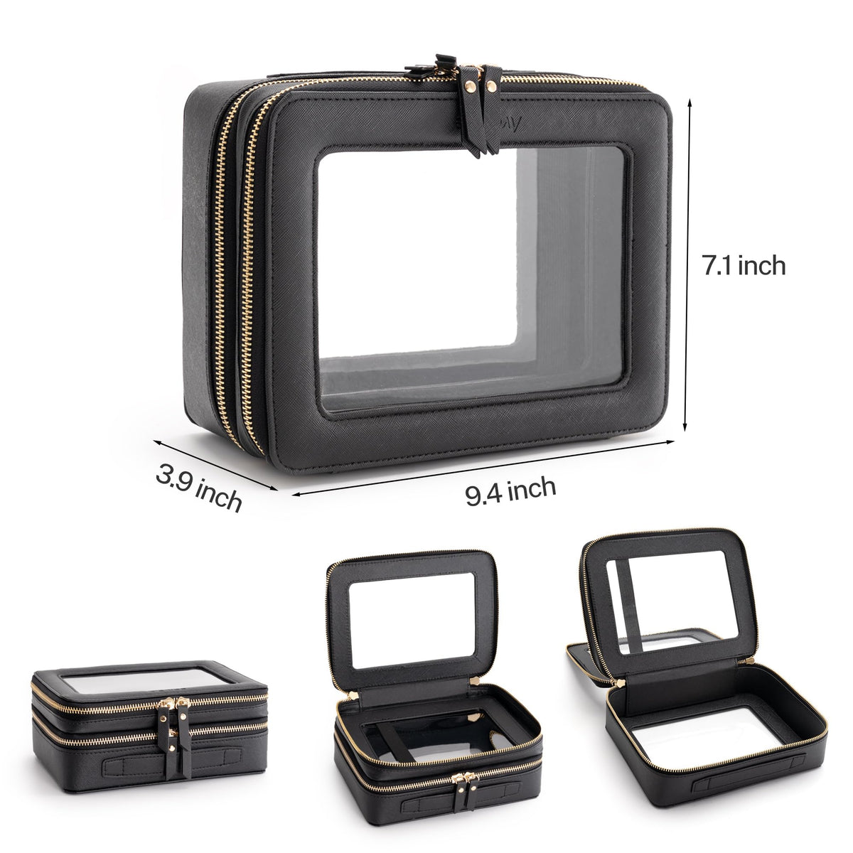 Aveniee XL Clear Makeup Organizer showing double layer compartments