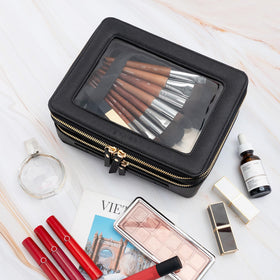Aveniee XL Clear Makeup Organizer side view showcasing zipper details