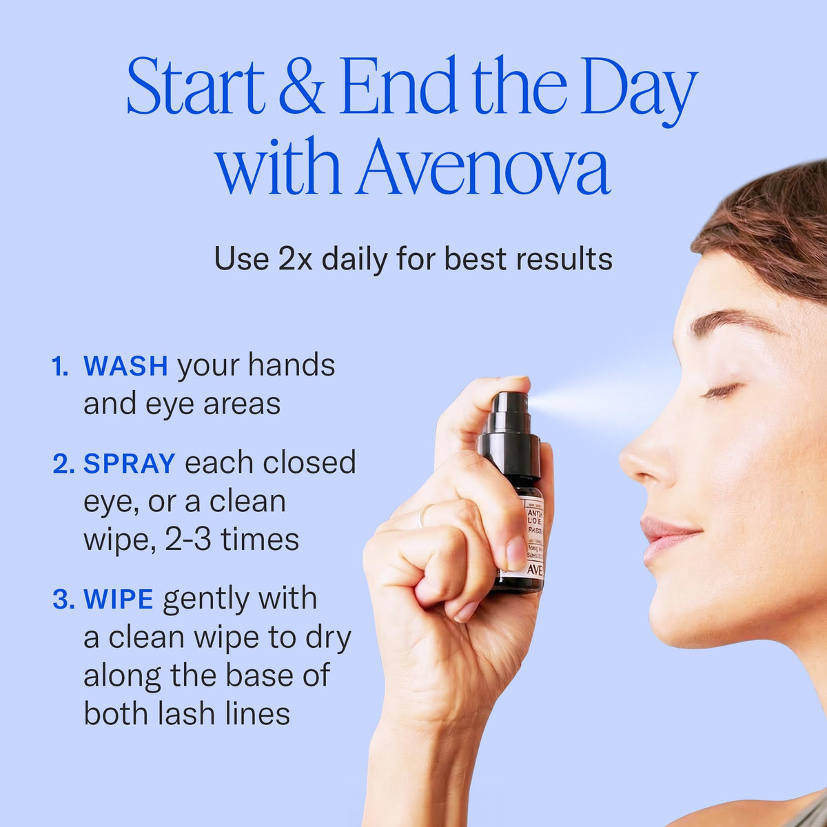 Avenova Eyelid Spray Cleanser 20ml packaging details
