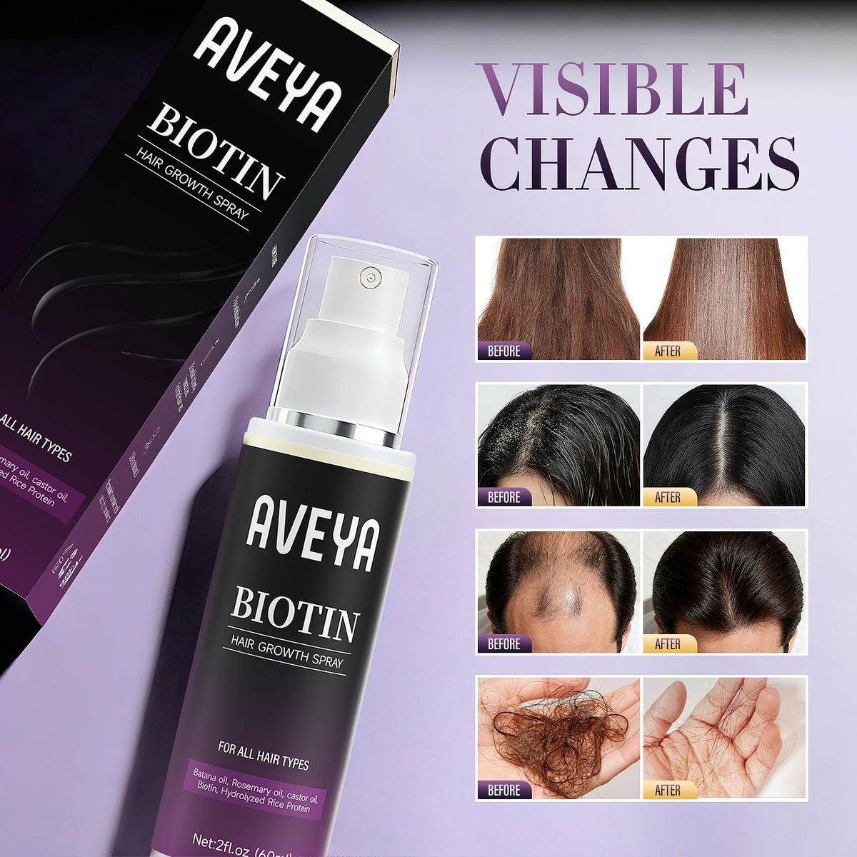 AVEYA Hair Growth Spray 60ml in lifestyle setting