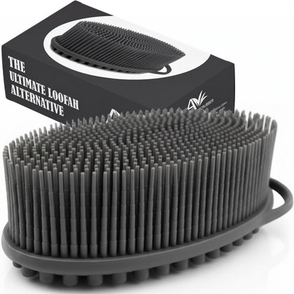 Avilana Premium Silicone Body Scrubber front view in blue