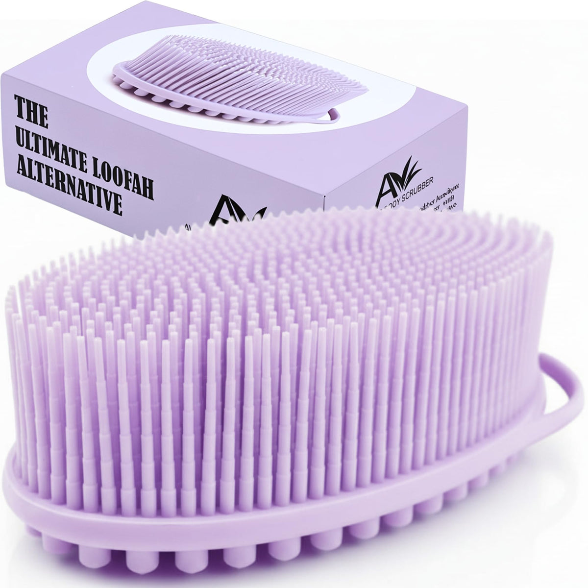 Avilana Premium Silicone Body Scrubber front view with dual-sided design