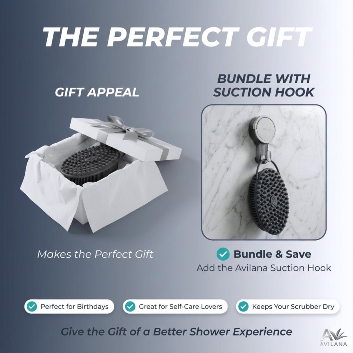 Avilana Scalp Massager Shampoo Brush compact size for travel
