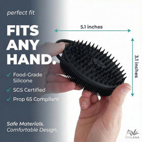Avilana Scalp Massager Shampoo Brush side view highlighting silicone material