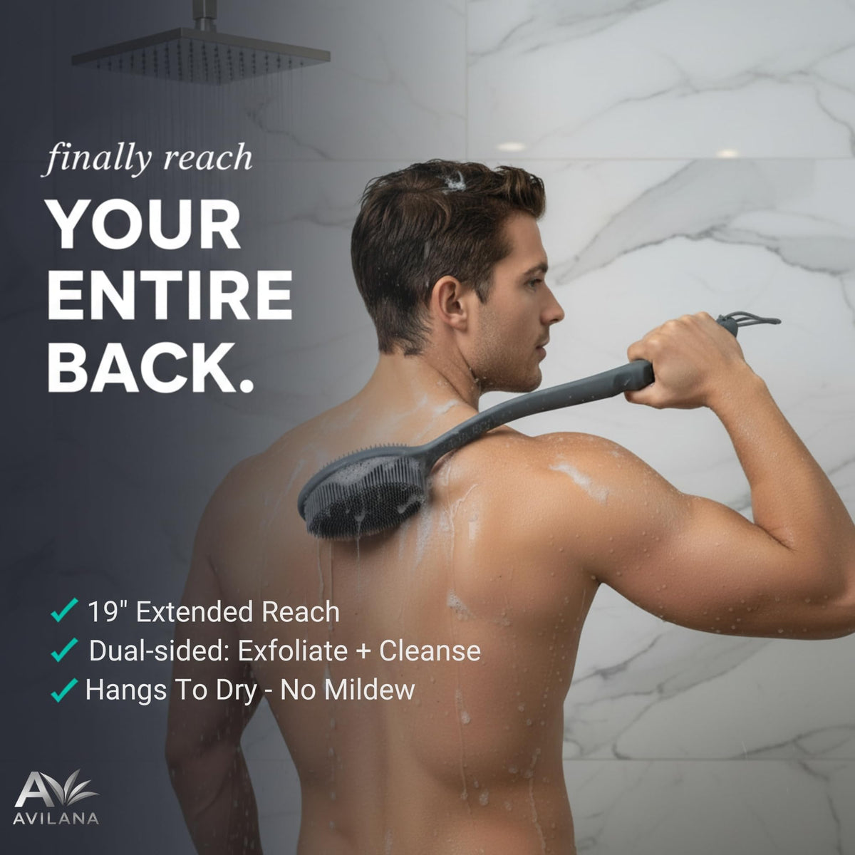 Avilana Silicone Body Scrubber close-up of ergonomic grip