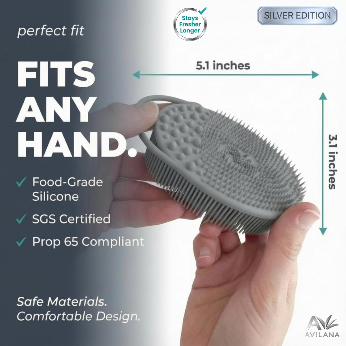 Avilana Silicone Body Scrubber ergonomic grip