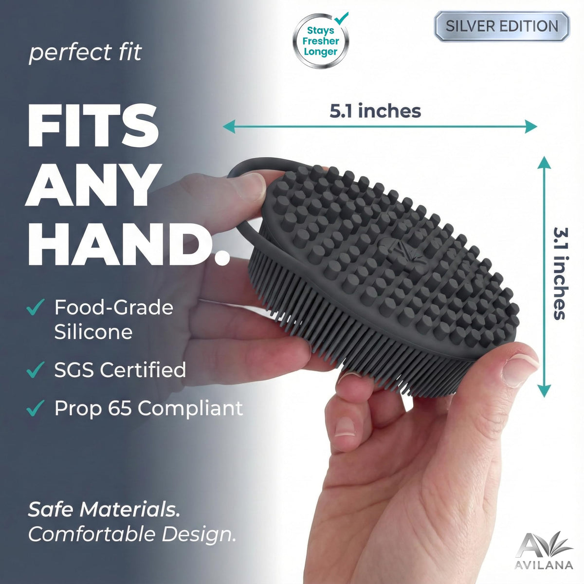 Avilana Silicone Body Scrubber exfoliating bristle side