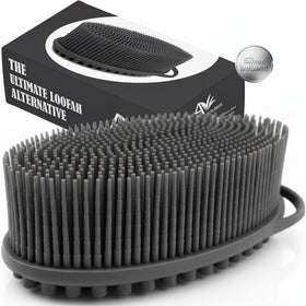 Avilana Silicone Body Scrubber front view in dark gray-silver