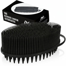Avilana Silicone Body Scrubber front view in gray-silver