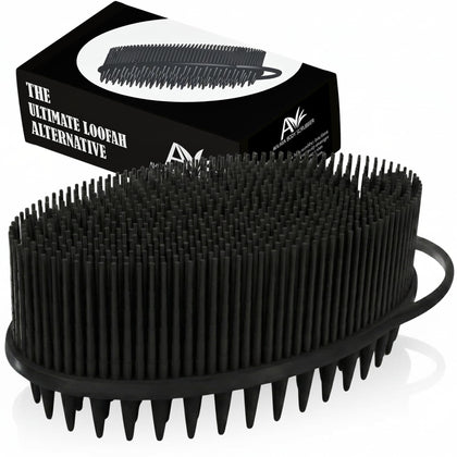 Avilana Silicone Body Scrubber front view in gray-silver