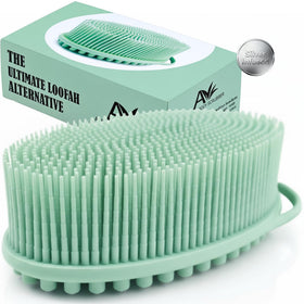 Avilana Silicone Body Scrubber green-silver front view