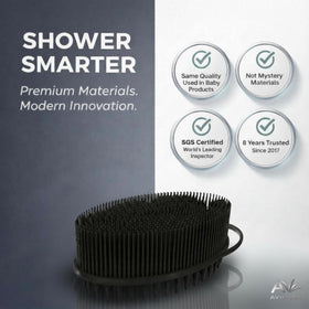 Avilana Silicone Body Scrubber in use during a shower