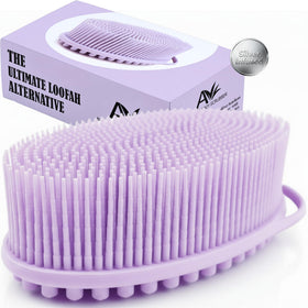 Avilana Silicone Body Scrubber Lavender-Silver front view