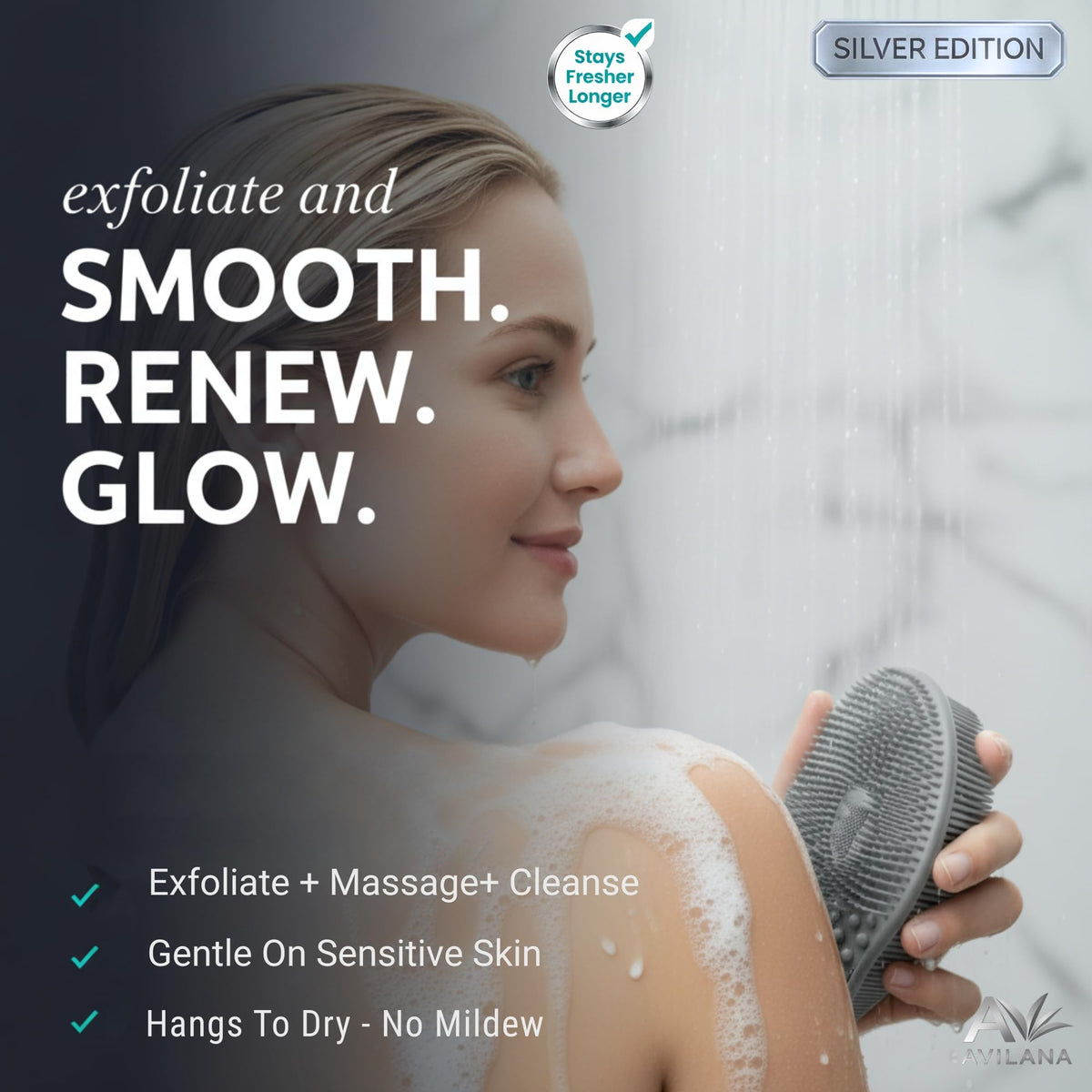 Avilana Silicone Body Scrubber packaging