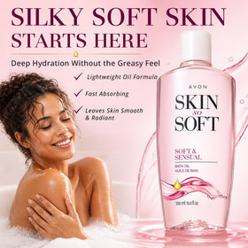 AVON Skin So Soft Bath Oil bottle side view