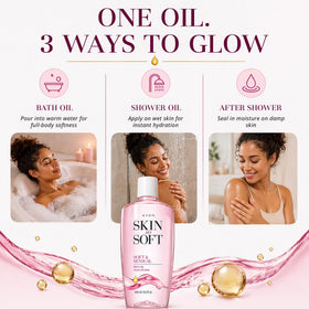 AVON Skin So Soft Bath Oil in a relaxing bath setting