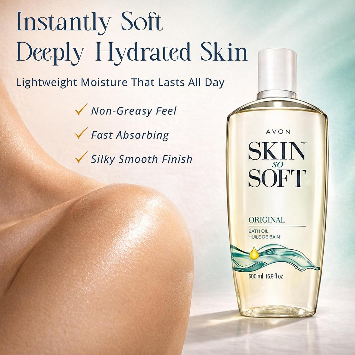 AVON Skin So Soft Original Bath Oil 16.9 oz back view