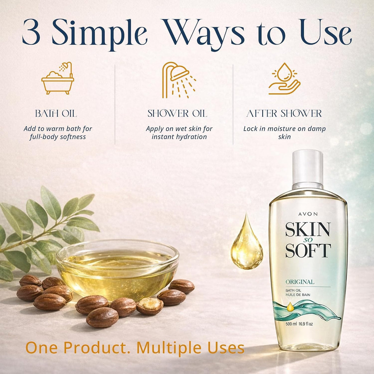 AVON Skin So Soft Original Bath Oil 16.9 oz in a warm bath
