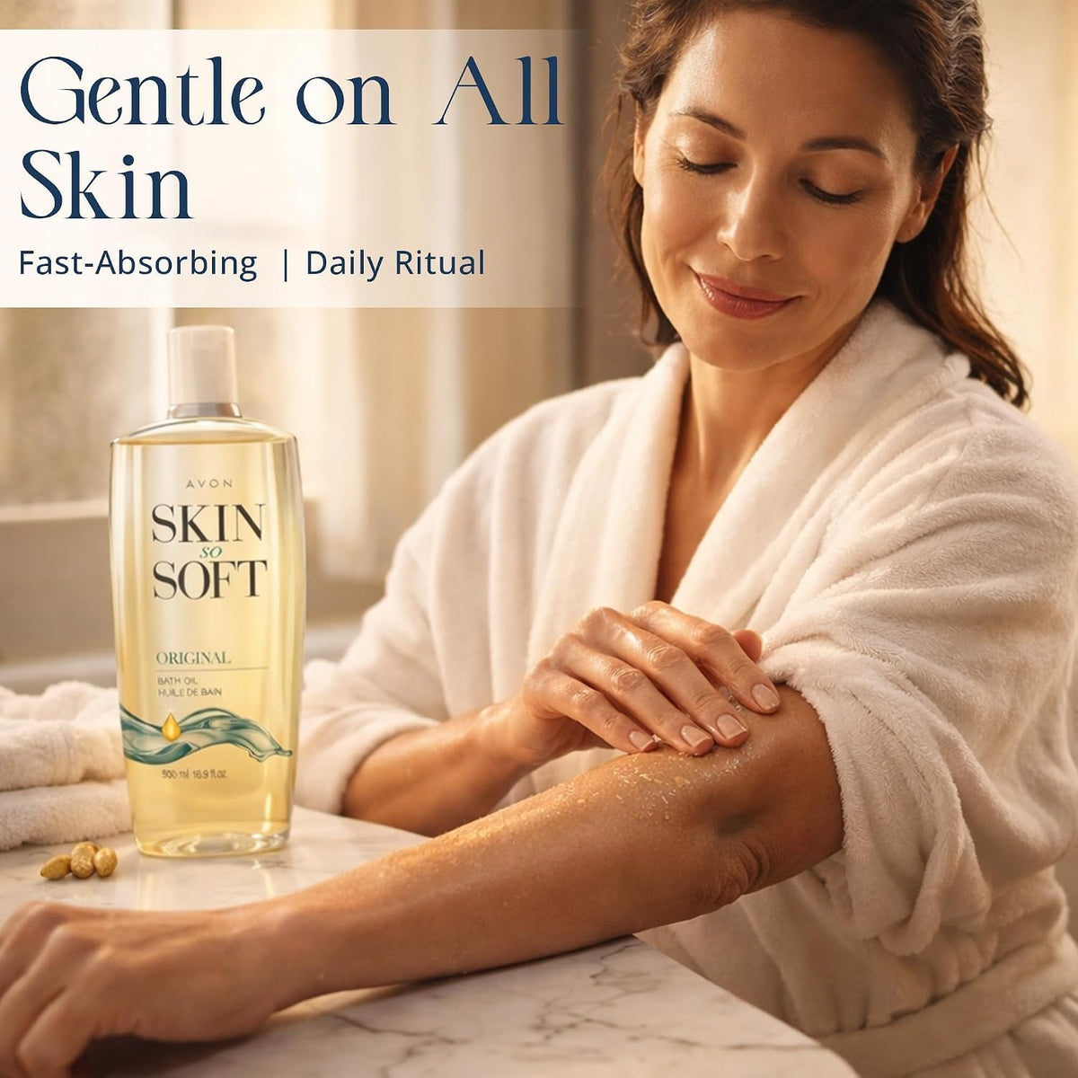 AVON Skin So Soft Original Bath Oil 16.9 oz lifestyle scene