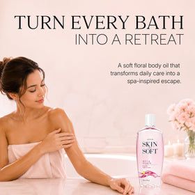 AVON Skin So Soft Soft & Sensual Bath Oil in a relaxing bath setting