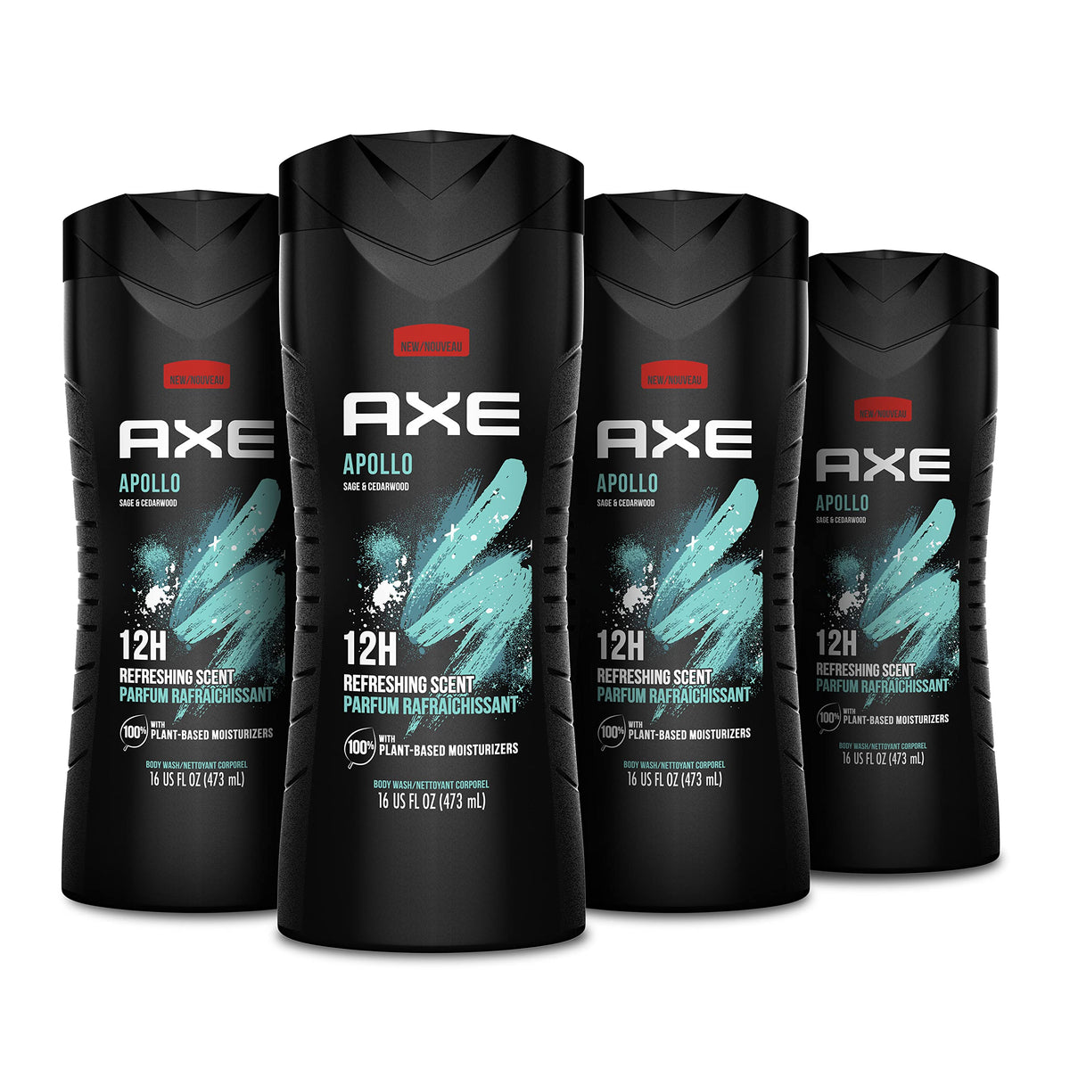AXE Apollo Body Wash 4 Count bottles front view