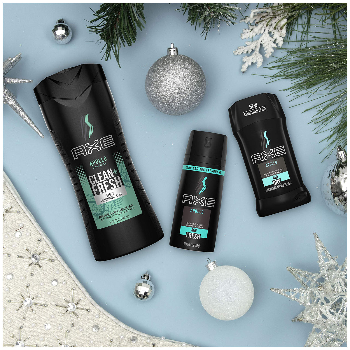 AXE Apollo body wash bottle with fresh scent description