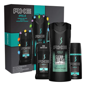 AXE Apollo Gift Set including body spray, antiperspirant stick, and body wash