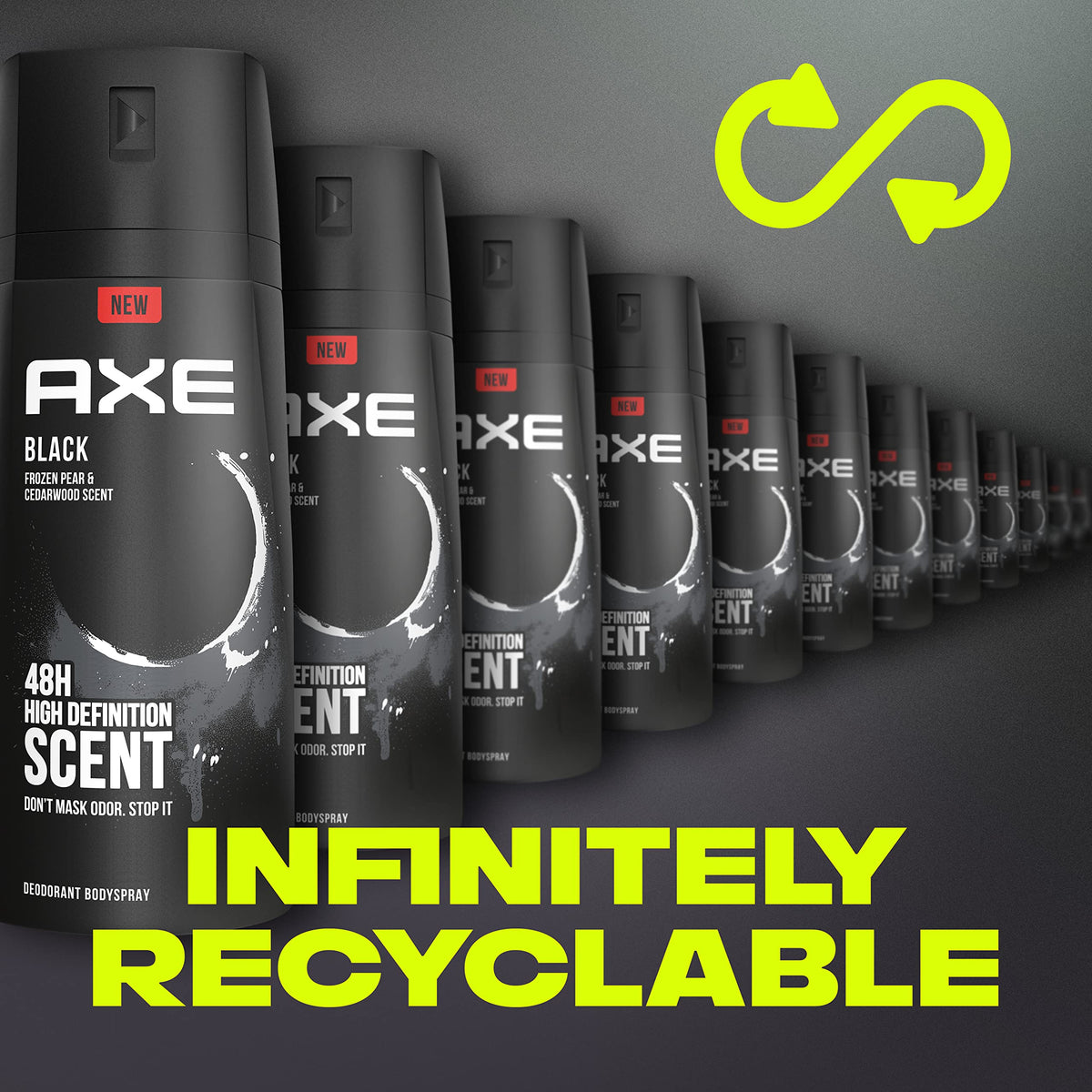 AXE Black Body Spray Deodorant with cedarwood background
