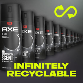 AXE Black Body Spray Deodorant with cedarwood background
