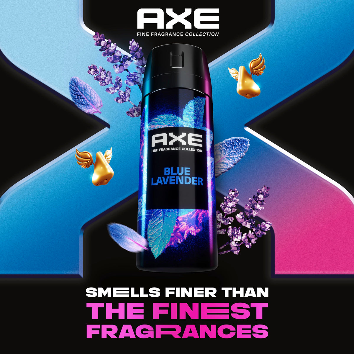 AXE Blue Lavender Deodorant Body Spray back view with ingredients