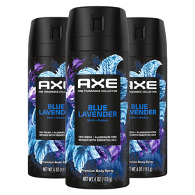 AXE Blue Lavender Deodorant Body Spray front view 4 oz