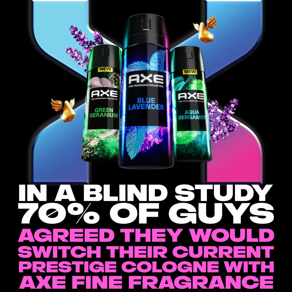 AXE Blue Lavender Deodorant Body Spray on a wooden table
