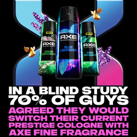 AXE Blue Lavender Deodorant Body Spray on a wooden table
