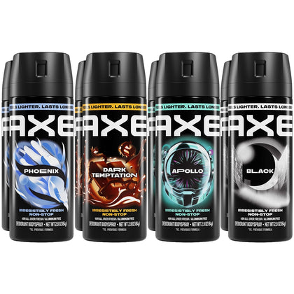 AXE Body Spray XL Variety 8-Pack featuring Apollo, Phoenix, Black, and Dark Temptation scents