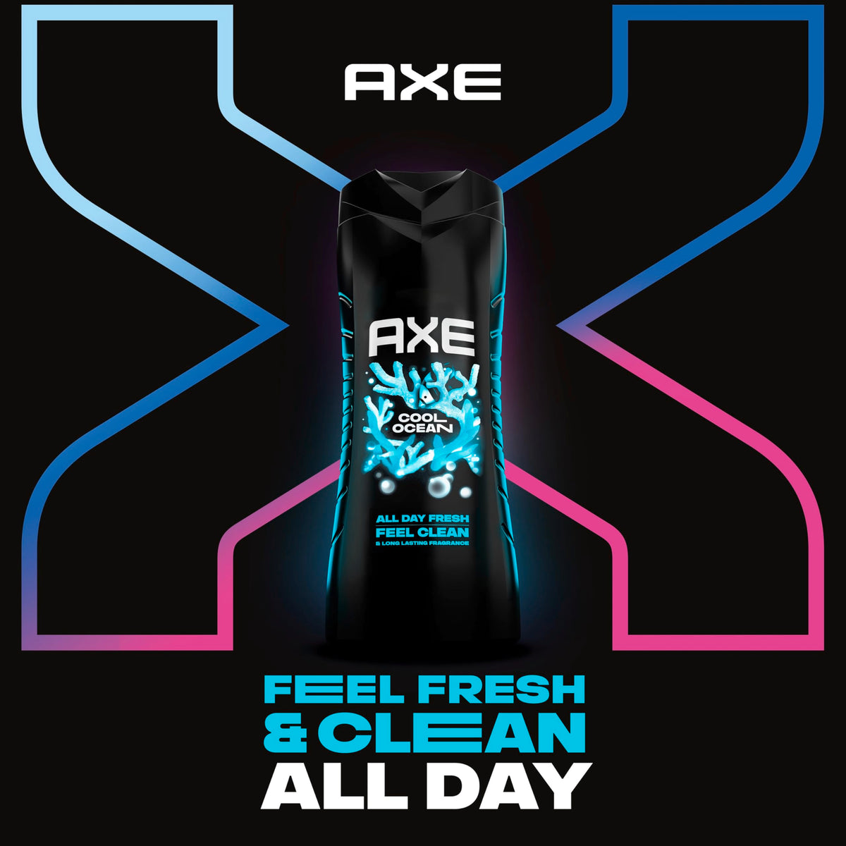 AXE Cool Ocean Men's Body Wash 16 oz side view