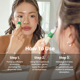 AXIS-Y Vegan Collagen Eye Serum lifestyle scene with model
