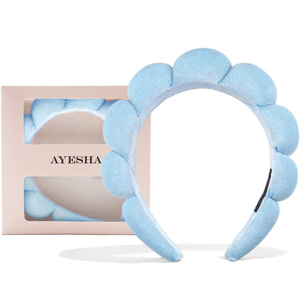 Ayesha fluffy spa headband front view in white