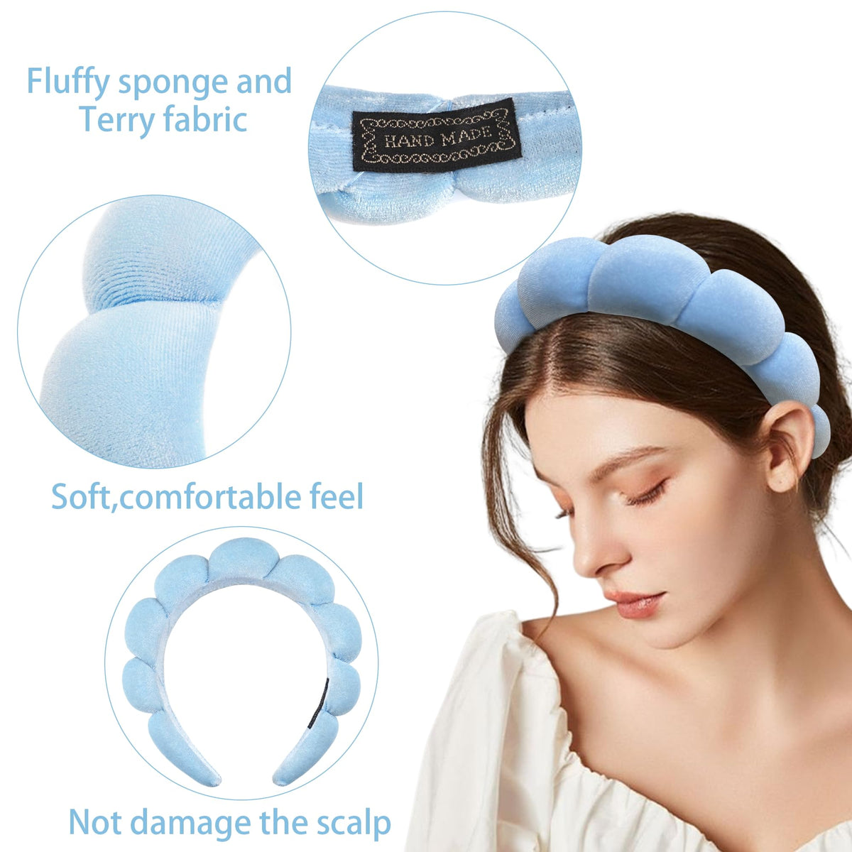 Ayesha fluffy spa headband worn by a model during skincare routine