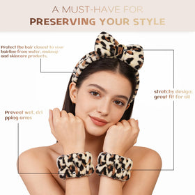 Ayesha headband worn by a model during skincare routine