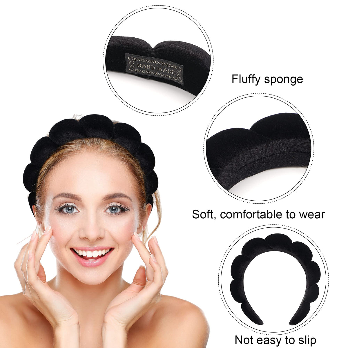 Ayesha Spa Headband side view showcasing soft sponge material