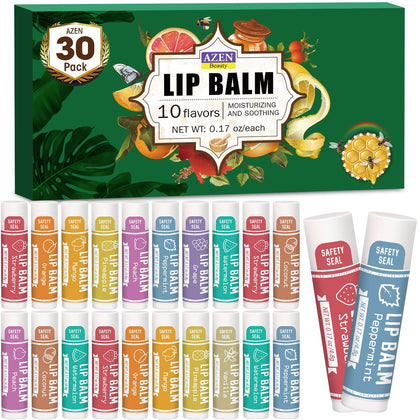 AZEN 30 Pack Lip Balm assorted flavours front view