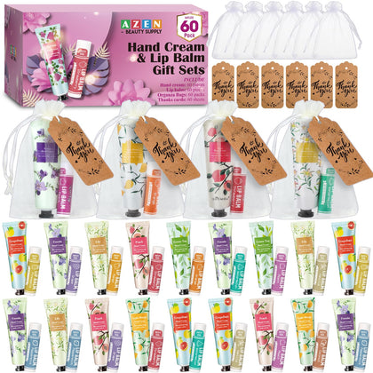 AZEN Hand Cream and Lip Balm Gift Set with Organza Bags