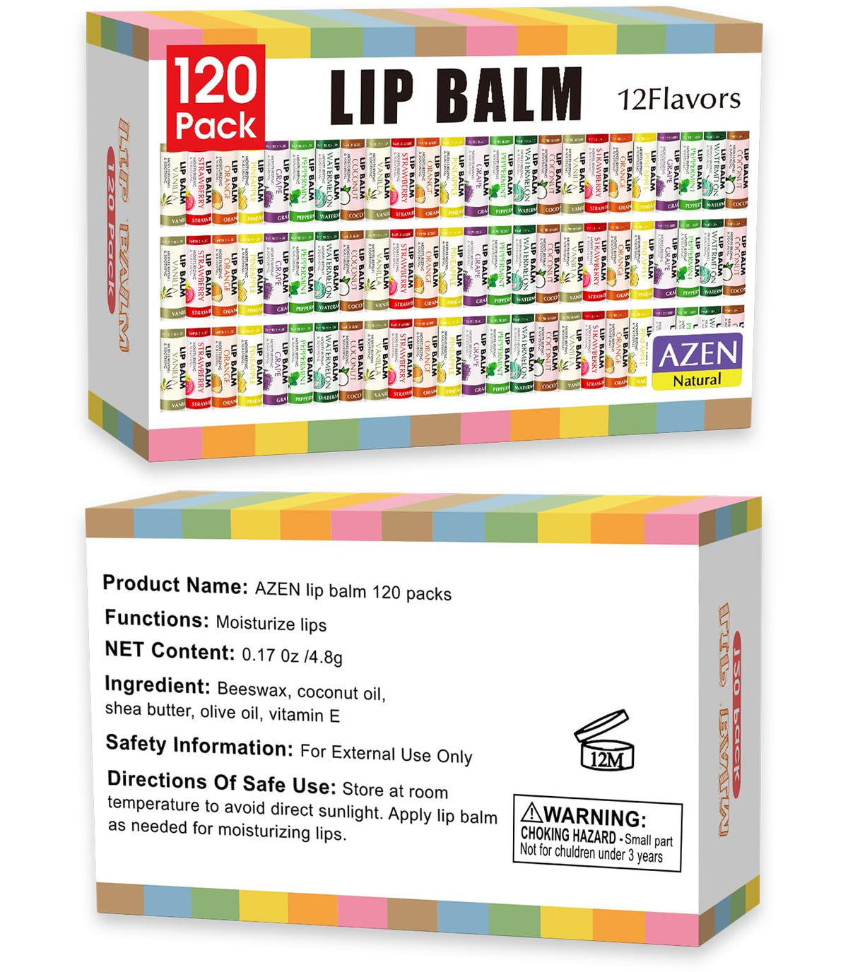 AZEN lip balm bulk pack with 120 units