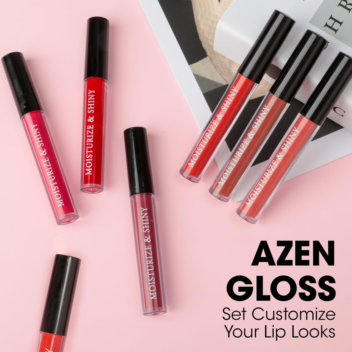 AZEN lip gloss packaging with vibrant colours