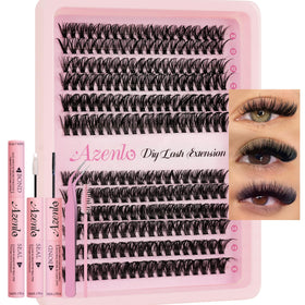 Azenlo DIY Lash Extensions Kit 240pcs with lash clusters and glue
